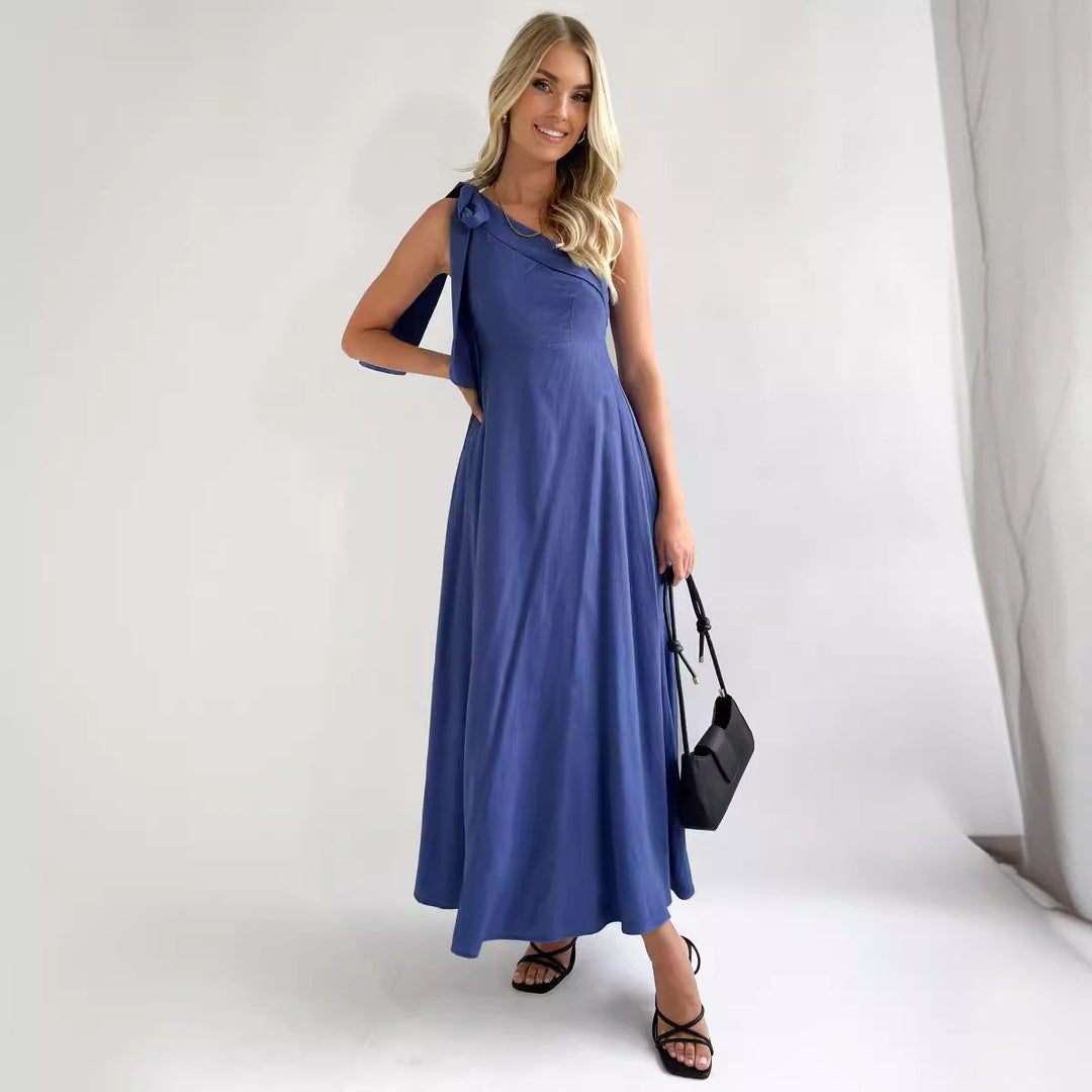 Damen Maxikleid mit asymmetrischem Ausschnitt und eleganter Schulterpartie EB