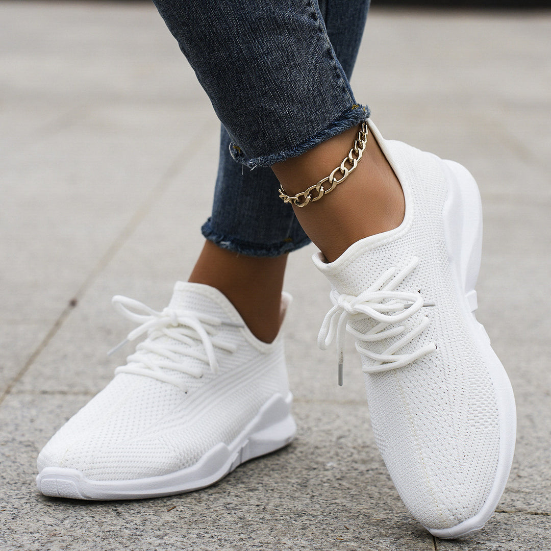 Damen Leichte Sneakers mit atmungsaktivem Obermaterial und elastischer Schnürung EB