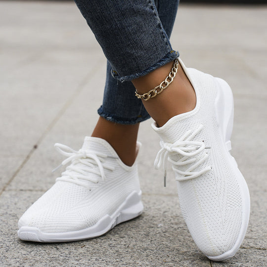 Damen Leichte Sneakers mit atmungsaktivem Obermaterial und elastischer Schnürung EB