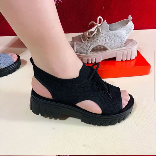 Damen Bequeme und leichte Sandalen mit elastischem Riemen und rutschfester Sohle EB