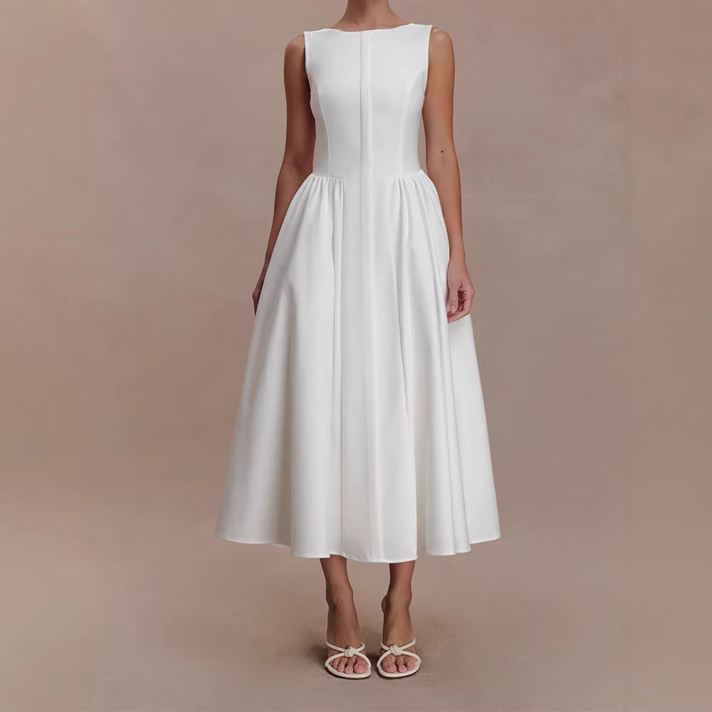 Damen Elegantes Midikleid mit femininen A-Linien-Rock EB