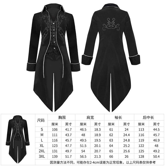 Damen nan viktorianischer Frackmantel mit tailliertem Schnitt, Zierstickerei und asymmetrischer Schleppe Eb