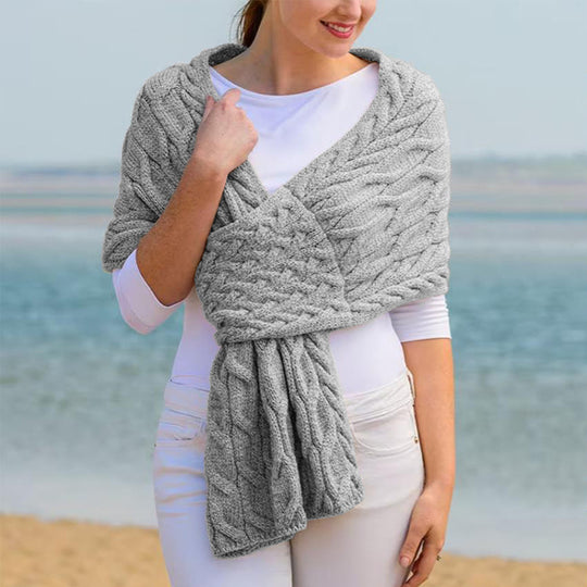 Damen Strickschal mit Zopfmuster & Vielseitigem Tragekomfort | EB