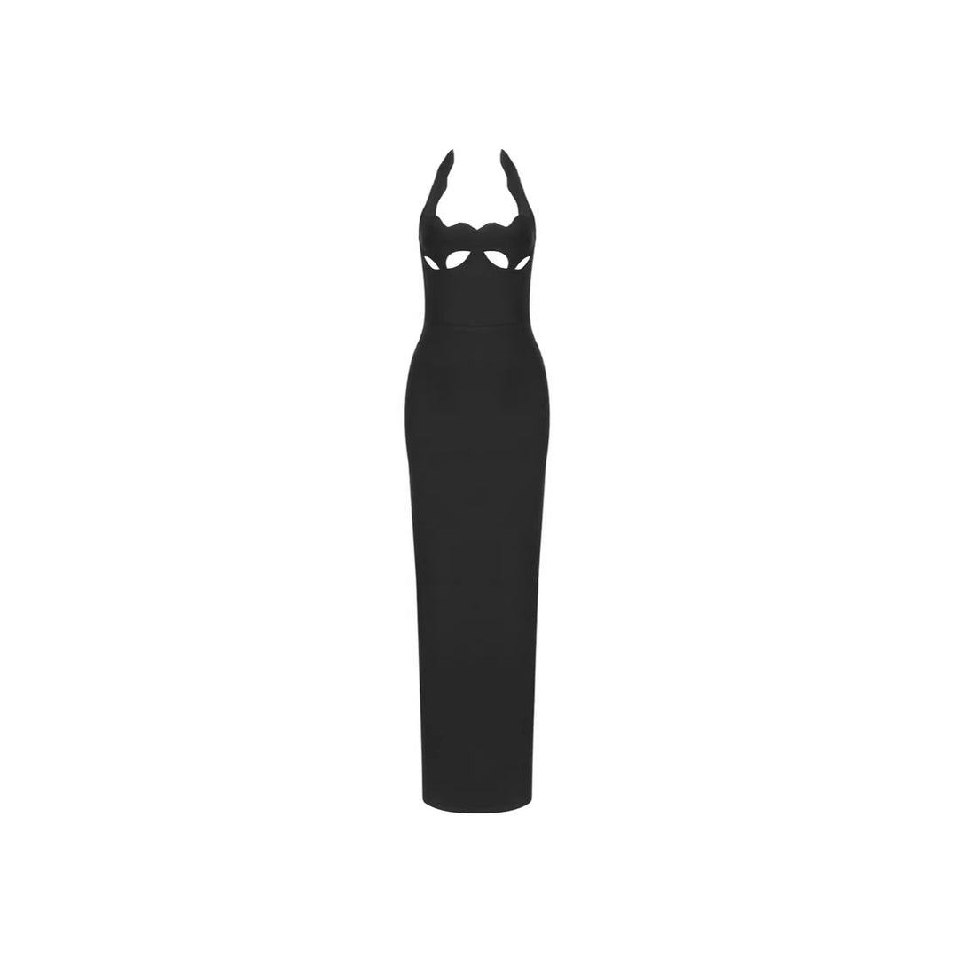 Damen Maxikleid mit innovativem Cut-Out-Design und sexy Schlüssellochausschnitt EB