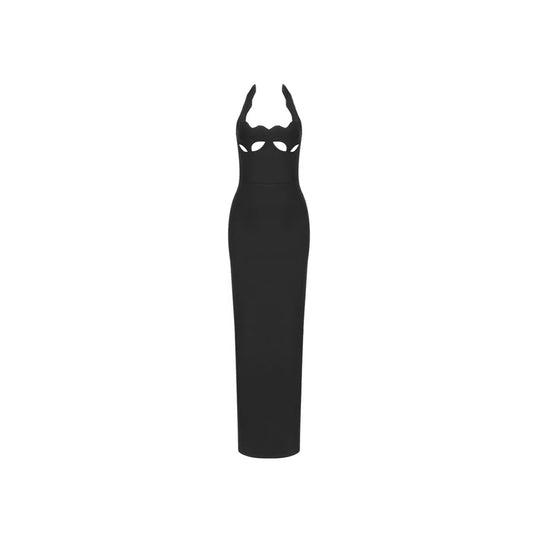 Damen Maxikleid mit innovativem Cut-Out-Design und sexy Schlüssellochausschnitt EB