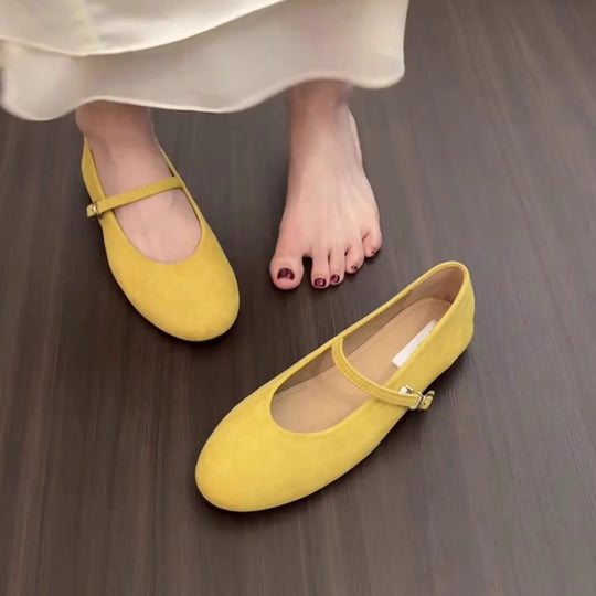 Damen Ballerinas mit elegantem Schnallenverschluss und weichem Wildleder EB