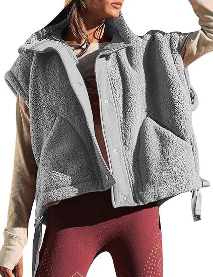 Damen kuschelige Weste aus Fleece mit praktischen Taschen und innovativem Design EB