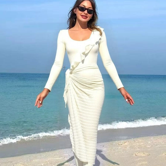 Damen Elegantes Sommerkleid mit Wickeloptik EB