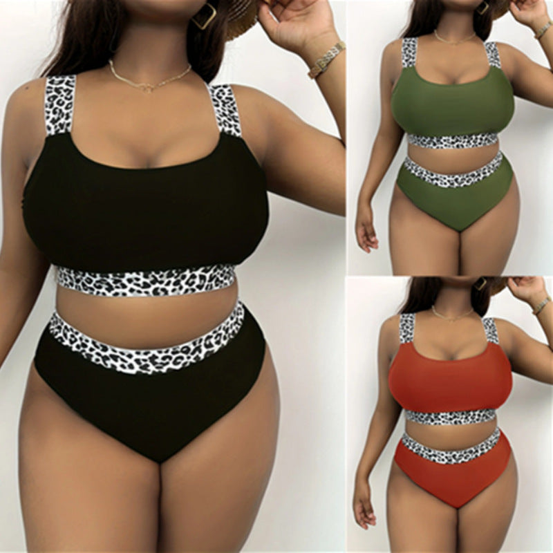 Damen Hochgeschnittenes Bikini-Set mit trendigem Tiermuster EB
