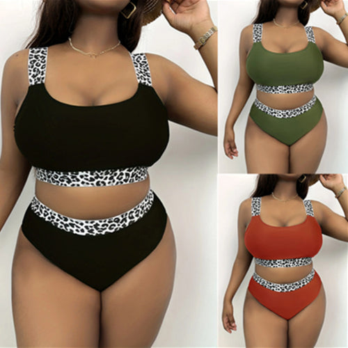 Damen Hochgeschnittenes Bikini-Set mit trendigem Tiermuster EB