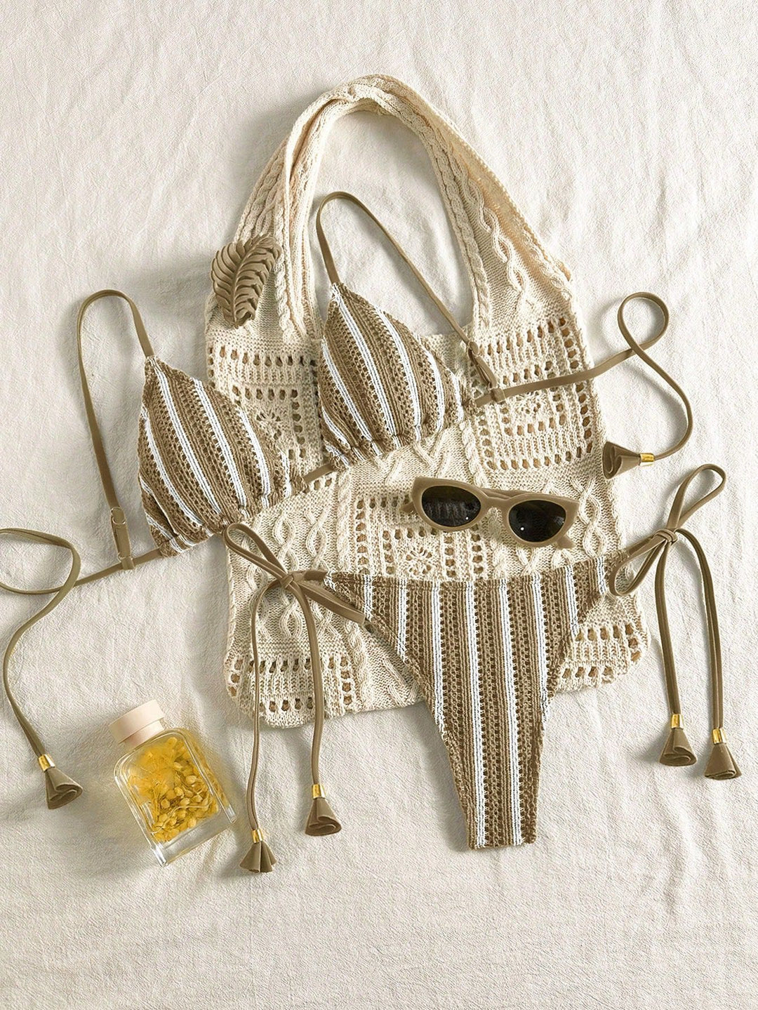 Damen Strappy Bikiniset mit verstellbaren Trägern EB