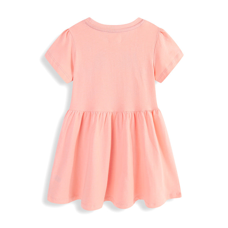 Mädchen Sommerkleid mit buntem Einhornmotiv und fröhlichen Applikationen EB