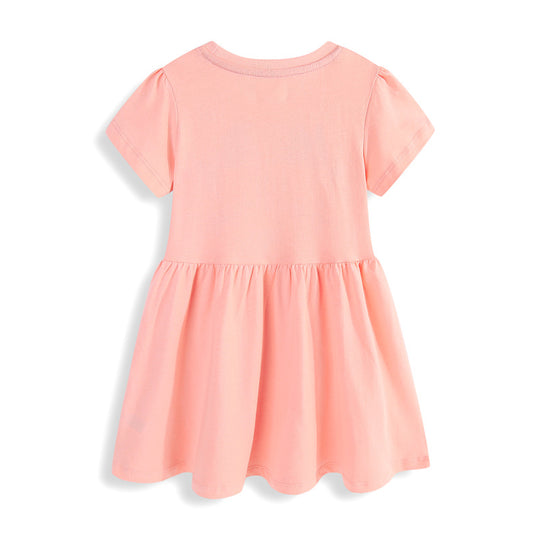Mädchen Sommerkleid mit buntem Einhornmotiv und fröhlichen Applikationen EB