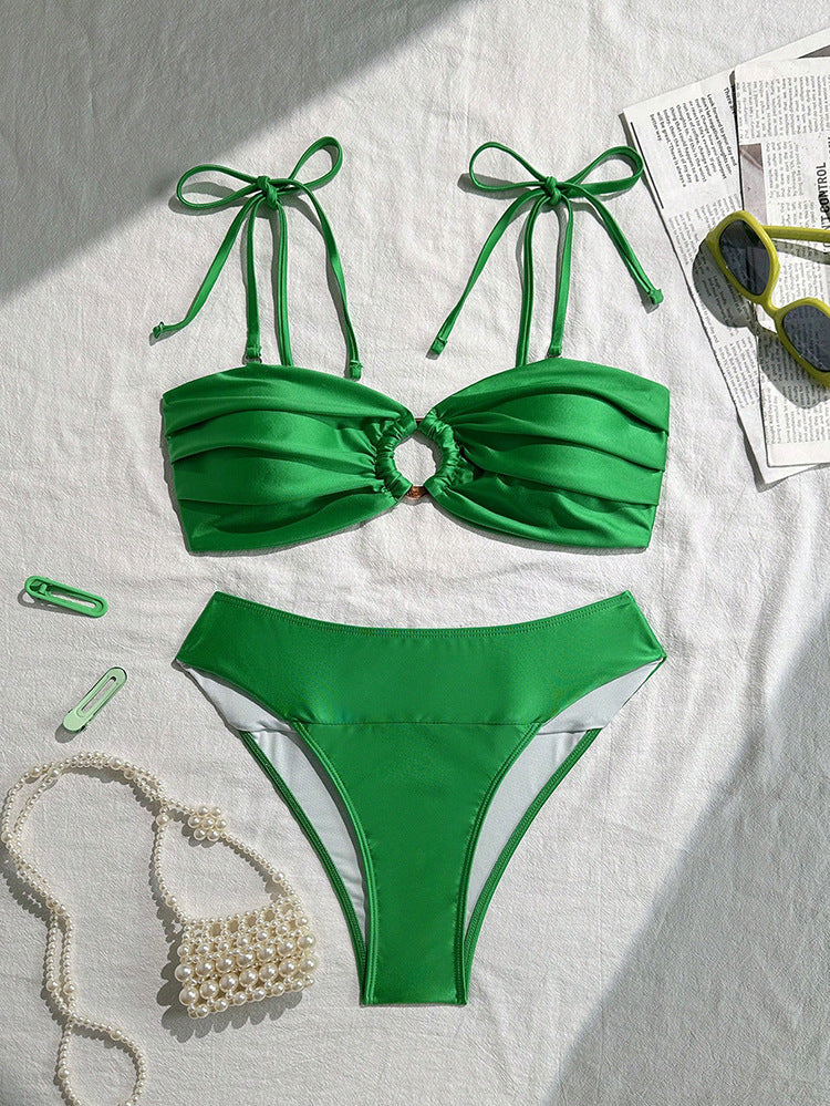 Damen Elegantes Triangel-Bikini-Set mit Rüschendetails EB