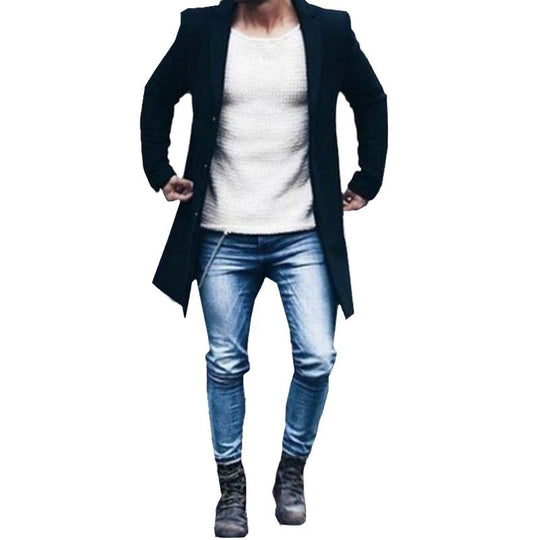 Herren eleganter Mantel mit hochwertigen Details EB