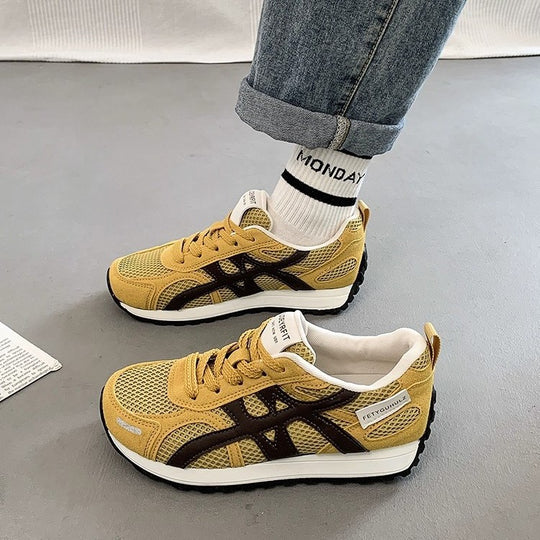 Damen Sportliche Mesh Sneakers mit atmungsaktiver Oberflächenstruktur und rutschfester Sohle EB