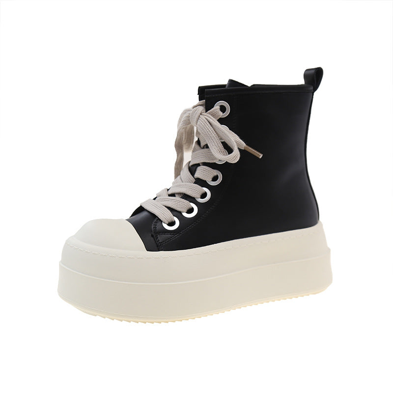 Damen Plattform Sneakers mit modischem Obermaterial und auffälligem Absatz EB