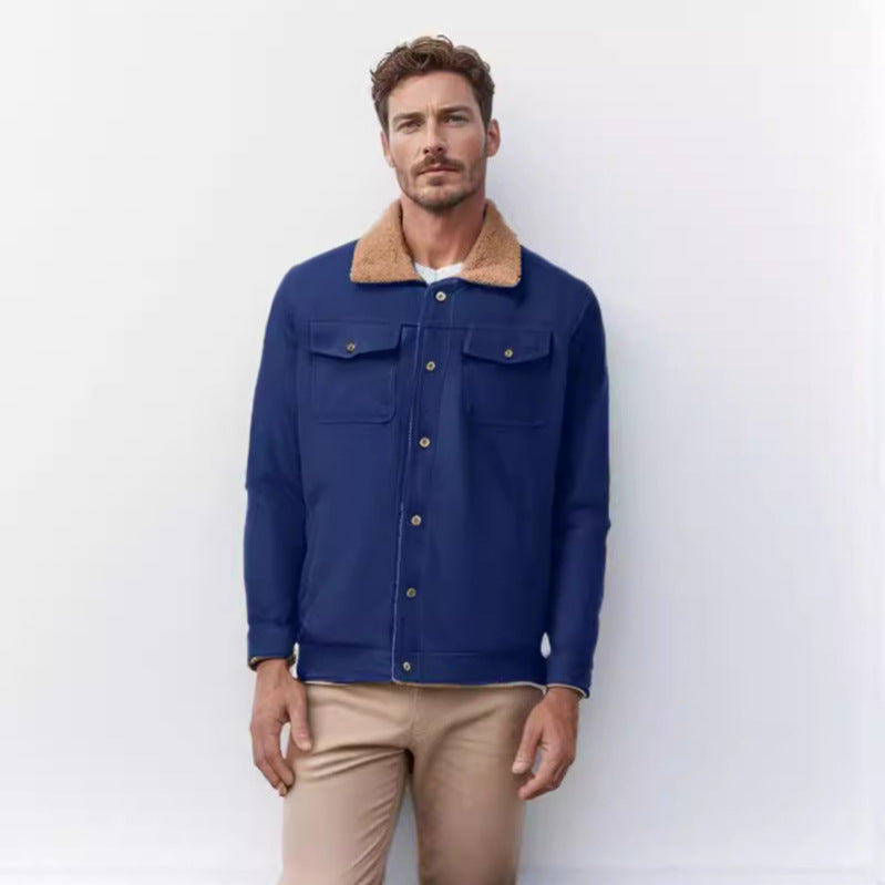 Herren robuste Canvasjacke mit Teddy-Kragen EB
