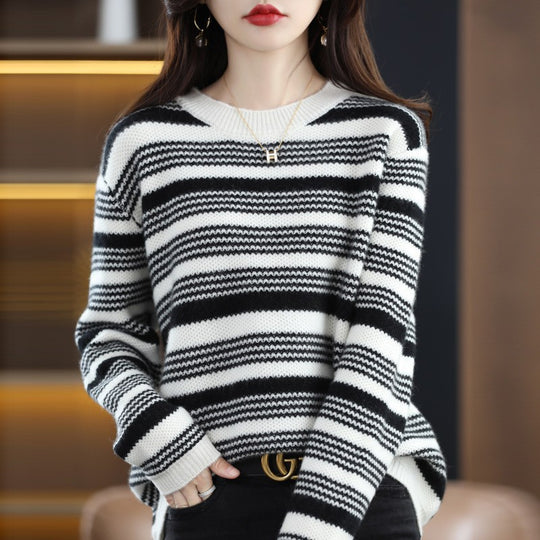Damen gemusterter Strickpullover EB