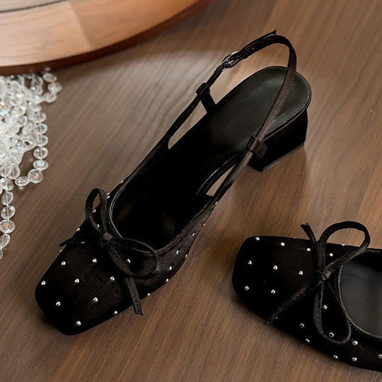 Damen Sling-Pumps mit modischem Schleifenakzent und komfortablem Blockabsatz EB