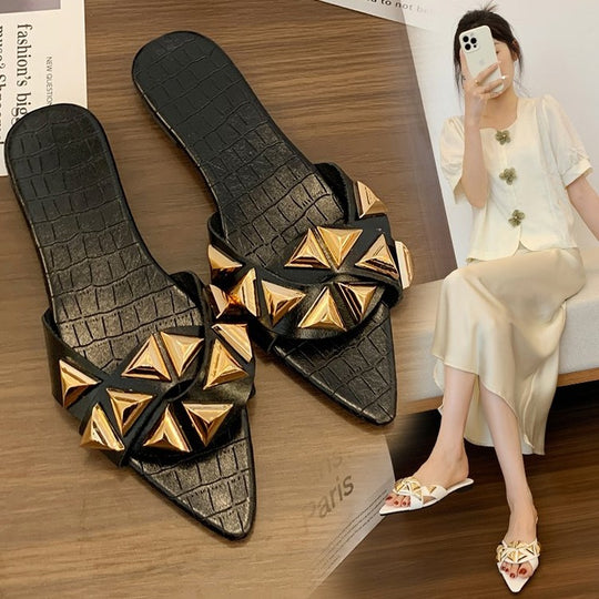 Damen Riemchen-Sandalen mit dekorativem Geometrie Design EB