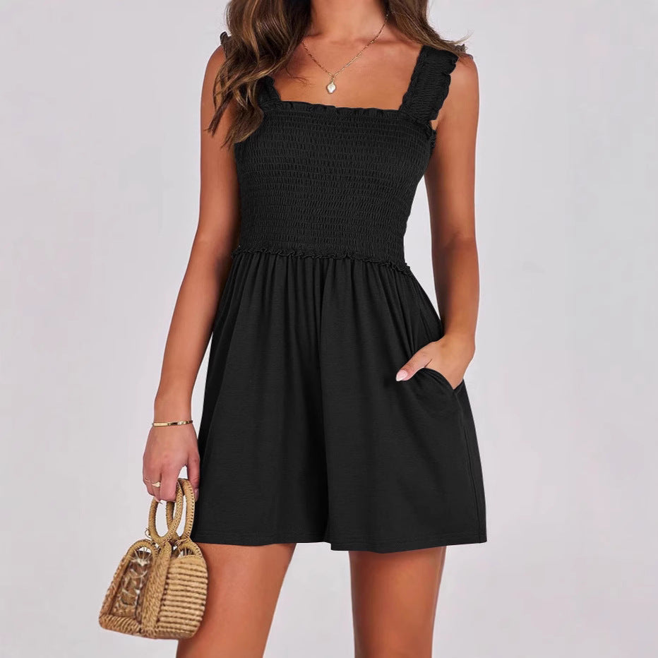 Damen verführerisches Sommerkleid mit Rüschendetails und praktischen Taschen EB