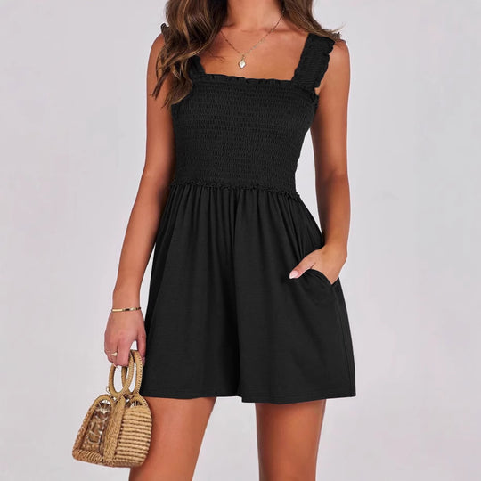 Damen verführerisches Sommerkleid mit Rüschendetails und praktischen Taschen EB