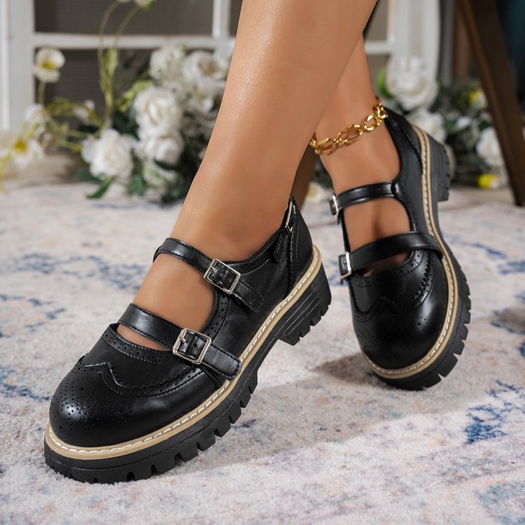 Damen Modische Ballerinas mit Doppelriemen und atmungsaktiver Sohle EB