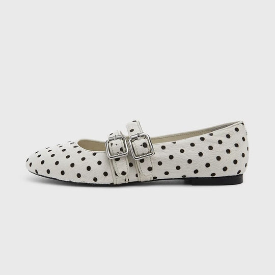 Damen Ballerinas mit modischem Punktedesign und verstellbaren Schnallen EB