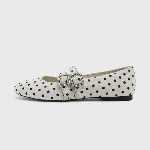 Damen Ballerinas mit modischem Punktedesign und verstellbaren Schnallen EB