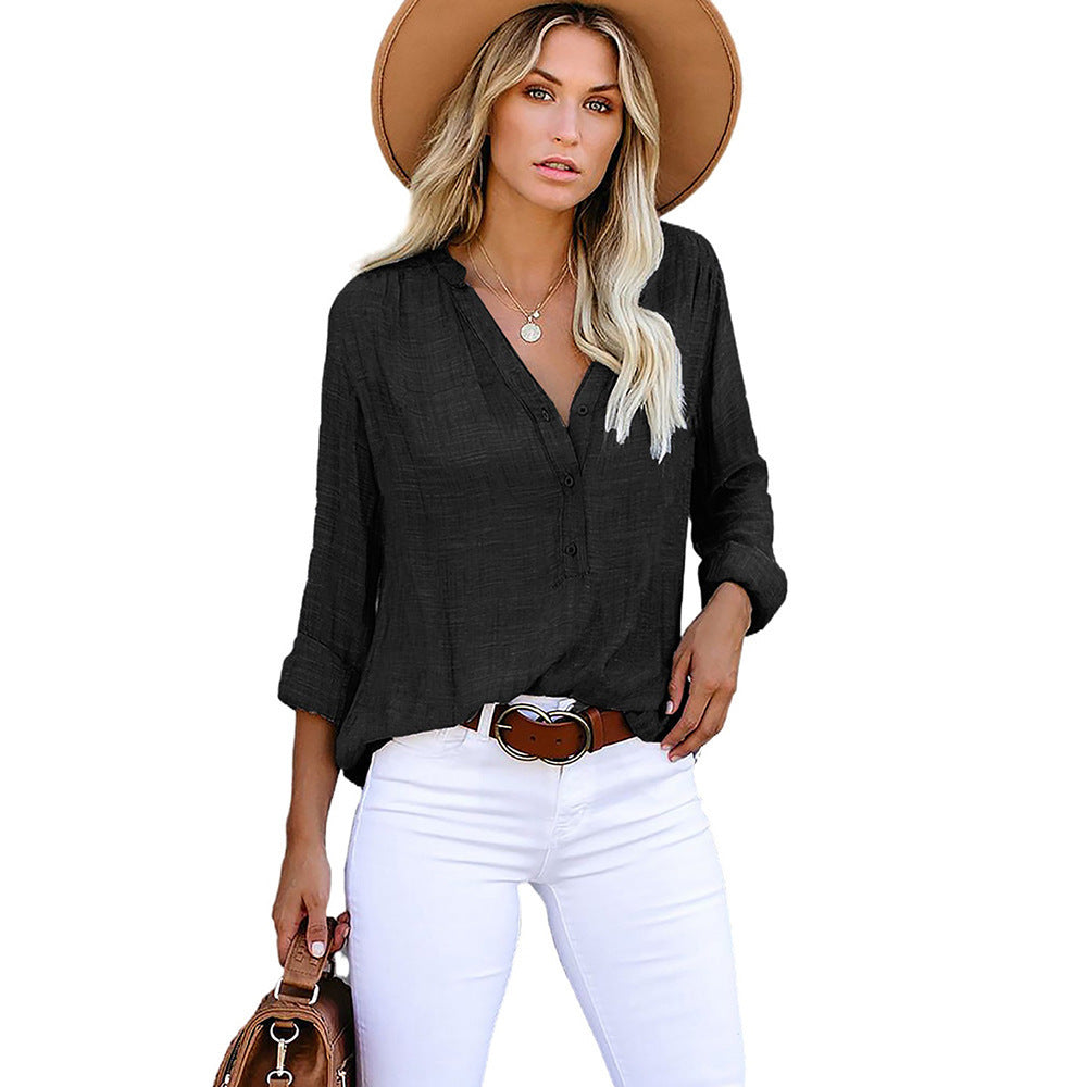 Damen Leichte und luftige Bluse mit Knopfleiste EB