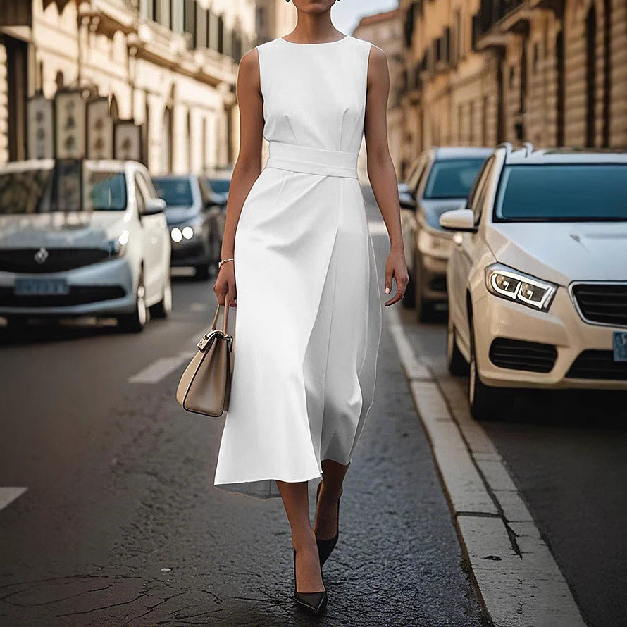 Elegantes Damen Maxikleid mit fließendem Schnitt & Taillengürtel | EB