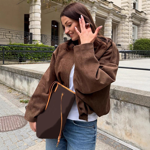 Damen Oversized Wildlederjacke EB