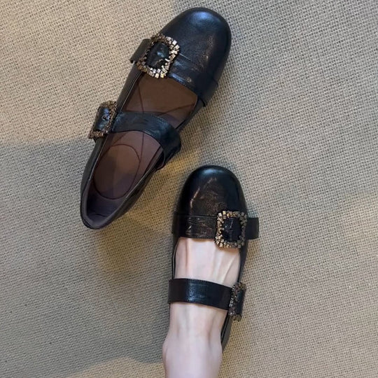 Damen Mary Jane Ballerinas mit funkelnden Schmuckdetails EB