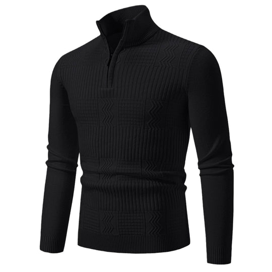 Herren Strickpullover mit modernem Stehkragen und strukturiertem Design EB