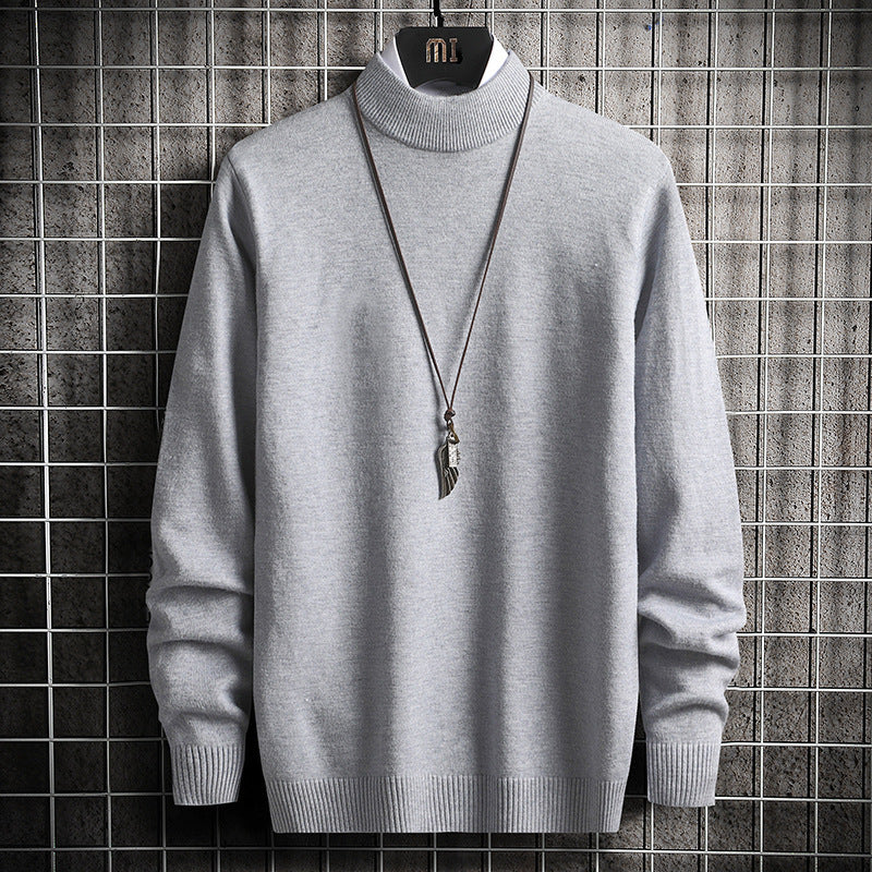 Herren nan Premium Stehkragenpullover aus feinem Baumwoll-Mix mit gerippten Bündchen und schmaler Silhouette EB