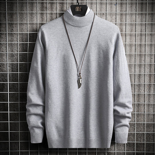 Herren nan Premium Stehkragenpullover aus feinem Baumwoll-Mix mit gerippten Bündchen und schmaler Silhouette EB