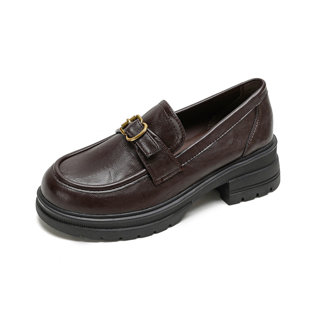 Damen Mokassins mit eleganter Schnallenapplikation und zusätzlichem Plateau EB