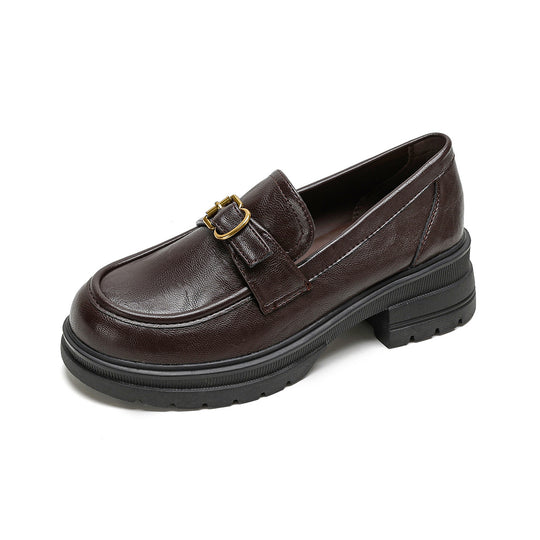 Damen Mokassins mit eleganter Schnallenapplikation und zusätzlichem Plateau EB
