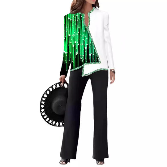 Damen Elegante Statement-Jacke mit asymmetrischem Schnitt und funkelnden Details EB