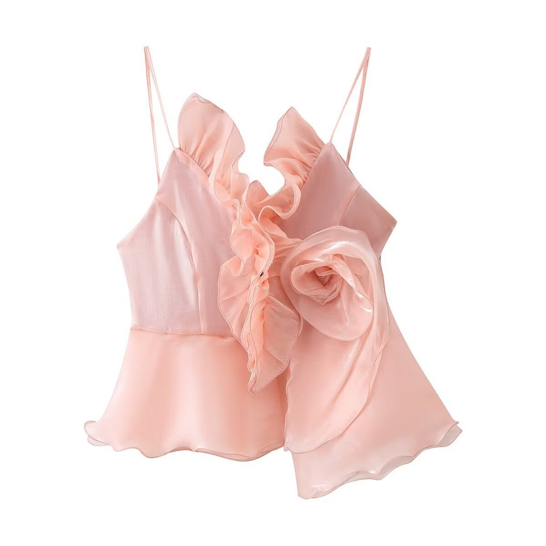 Damen Top mit eleganter Rüsche und schwingendem Saum EB