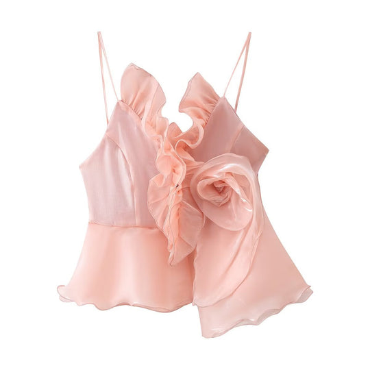 Damen Top mit eleganter Rüsche und schwingendem Saum EB