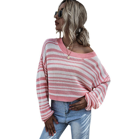 Damen lockerer Strickpullover mit XL-Schnitt und asymmetrischem Ausschnitt EB