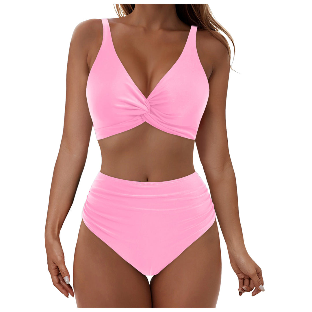 Damen Hochtailliertes Bikini-Set mit elegantem Wickeloberteil EB