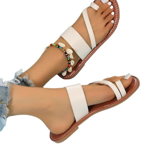 Damen Minimalistische Riemensandalen mit bequemer Sohle EB