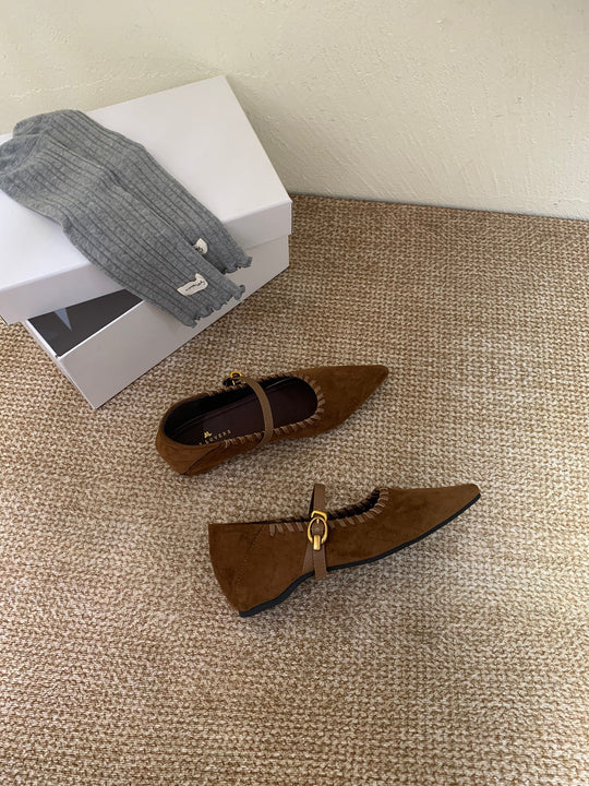 Damen elegante Schnürpumps mit modischem Riemen und spitzem Fußteil EB