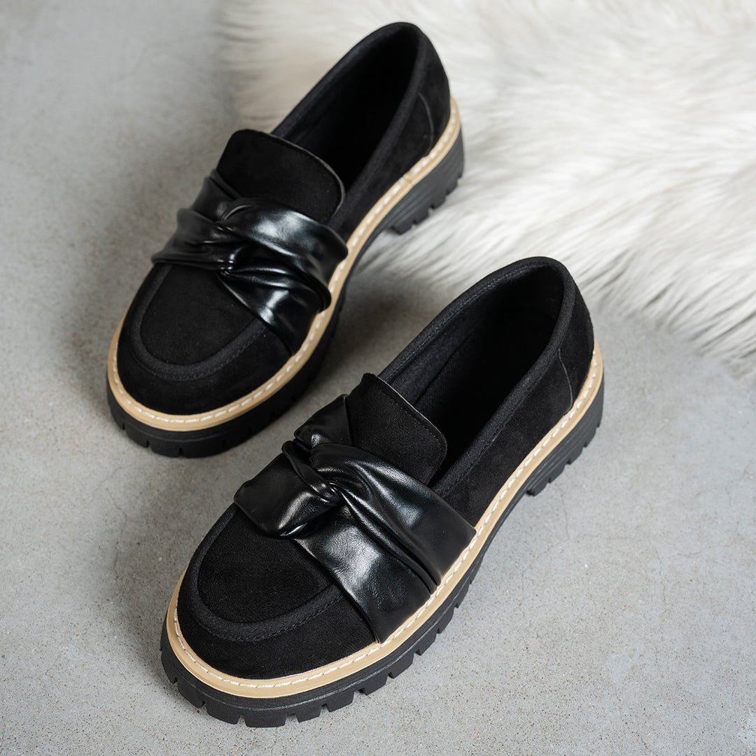Damen Mokassins mit modischer Knotendetail und bequemer Profilsohle EB