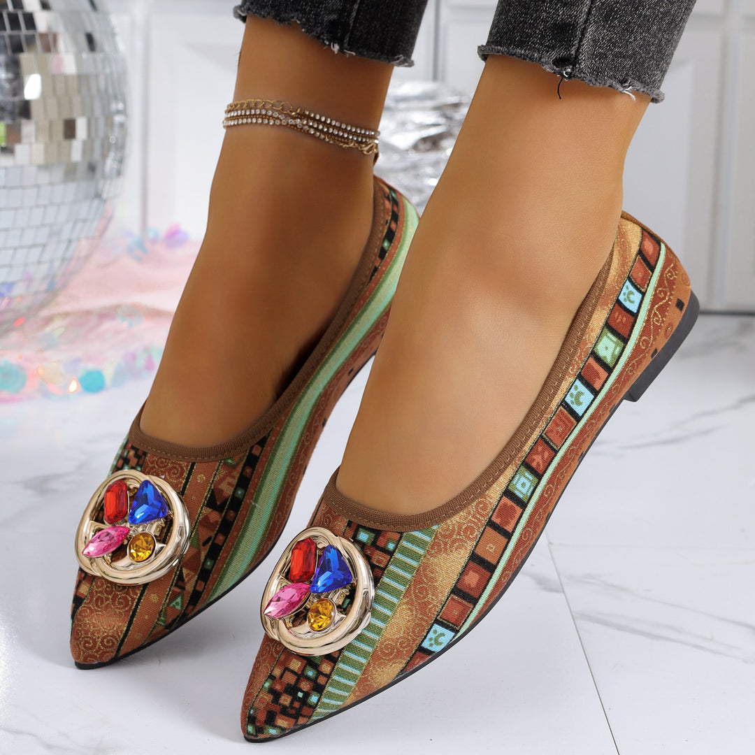 Damen elegante Ballerinas mit funkelndem Schmuckdetail EB