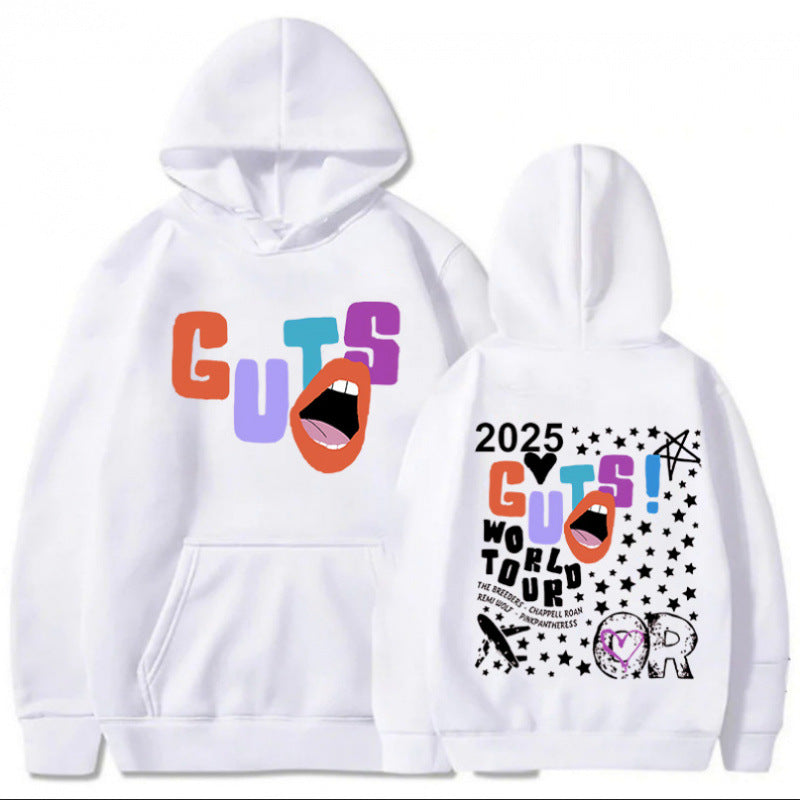Damen Kapuzenpullover mit kreativen Grafikelementen und einzigartigem Tour-Print EB