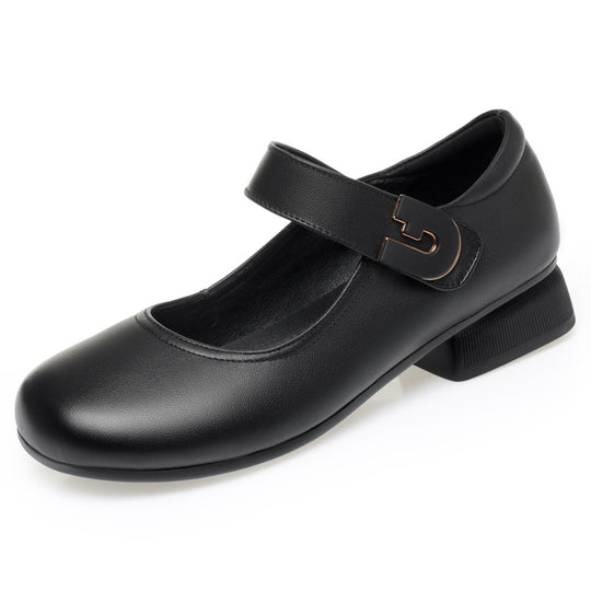 Damen Mary Jane Ballerinas mit elegantem Riemen und komfortablem Blockabsatz EB